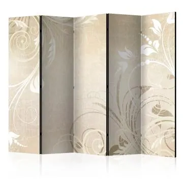 Parawan dwustronny Abstrakcje 225x172 cm 5-częściowy biały
