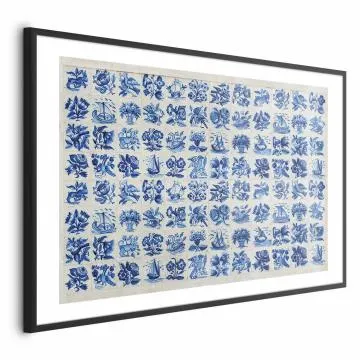 Plakat Płytki azulejos 90x60 cm z ramą czarną z marginesem