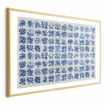 Plakat Płytki azulejos 60x40 cm z ramą złotą z marginesem