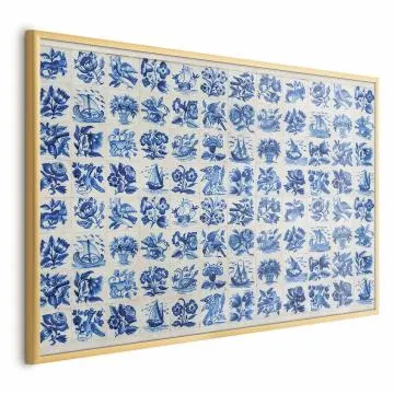 Plakat Płytki azulejos 60x40 cm z ramą złotą bez marginesu