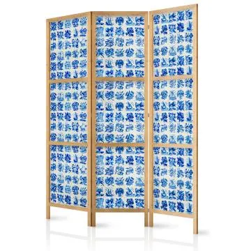 Parawan japoński Abstrakcje 135x172 cm 3-częściowy niebieski