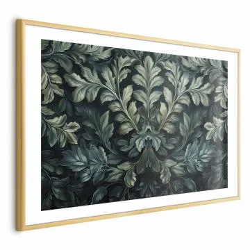 Plakat Wiktoriańskie liście 60x40 cm z ramą złotą z marginesem