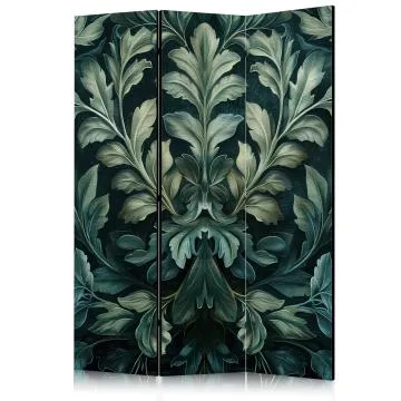 Parawan dwustronny Kwiaty 135x172 cm 3-częściowy zielony