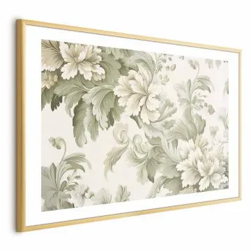 Plakat Vintage kwiaty 60x40 cm z ramą złotą z marginesem