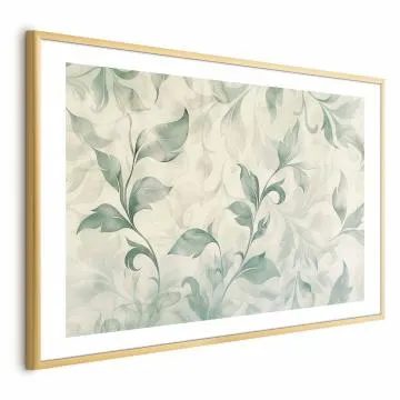 Plakat Akwarelowe listki 60 x 40 cm z ramą złotą z marginesem