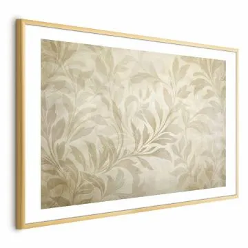 Plakat Piaskowe listki 60x40 cm z ramą złotą z marginesem