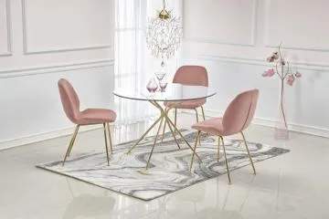 Stół RONDO 110x110 transparentny/złoty