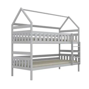 Łóżko piętrowe domek FELIKS 160x80 białe drewniane