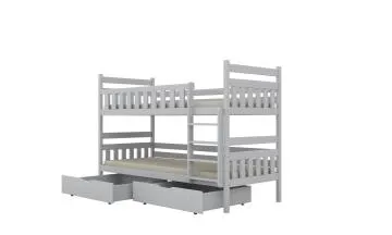 Łóżko piętrowe BARTEK 180x90 białe drewniane z szufladami