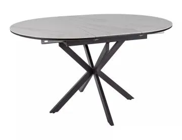 Stół rozkładany GASTON Ceramic 100(135)x100 okrągły biały mat/ czarny
