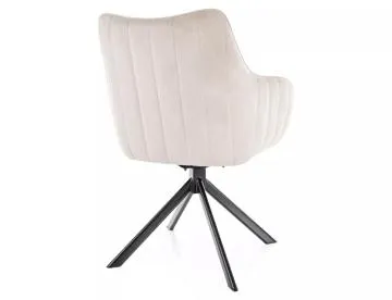 Krzesło tapicerowane AZALIA VELVET jasnobeżowe obracane