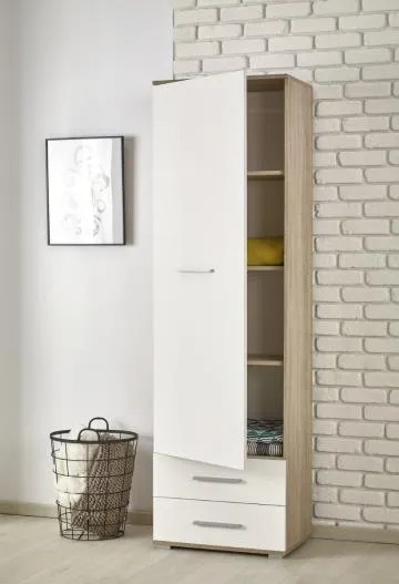 Regał zamykany LIMA REG-1 biały połysk/dąb sonoma