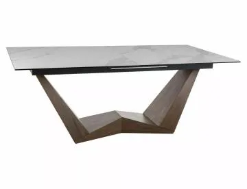 Stół rozkładany BONUCCI CERAMIC 200(250)x98 biały marmur/orzech