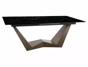 Stół rozkładany BONUCCI CERAMIC 200(250)x98 czarny marmur/orzech
