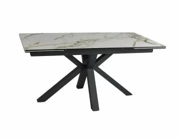 Stół rozkładany COLUMBUS CERAMIC 160(240)x90 biały/czarny mat