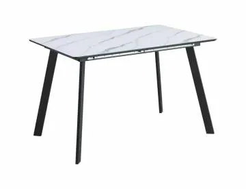 Stół rozkładany BARI 120(160)x80 biały marmur/czarny