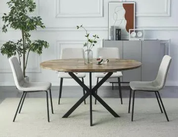 Stół rozkładany GASTON 100(135)x100 okrągły orzech vintage/ czarny