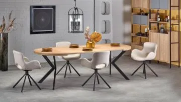 Stół okrągły rozkładany PERONI 100(250)x100 dąb/czarny