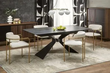 Stół rozkładany LUCIANO 180(230)x90 niebieski marmur/czarny