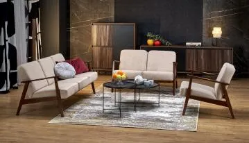 Sofa MILANO 3S beżowa/orzech trzyosobowa