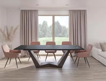 Stół rozkładany BONUCCI CERAMIC 200(250)x98 czarny marmur/orzech