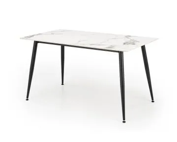 Stół EMILIO 140x80 biały marmur/czarny