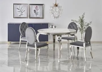 Krzesło tapicerowane K555 VELVET szare/srebrne