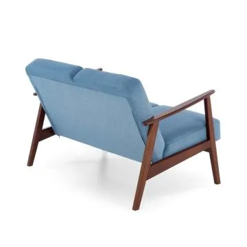 Sofa MILANO 2S niebieska/orzech dwuosobowa