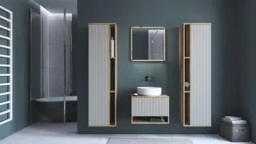 Lustro łazienkowe AVIOLA 60cm dąb artisan z oświetleniem LED