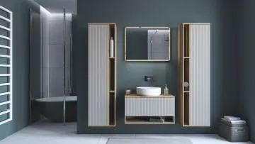 Lustro łazienkowe AVIOLA 80cm dąb artisan z oświetleniem LED