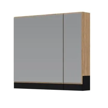 Szafka łazienkowa DUESA 2D 80cm dąb złoty z lustrem
