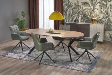 Stół okrągły rozkładany PERONI 100(250)x100 orzech/czarny