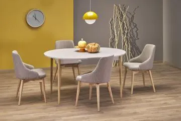 Stół rozkładany PIVOT 102(142)x102 kaszmirowy/dąb naturalny