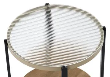 Stolik kawowy KAMALA S 53cm dąb naturalny/czarny