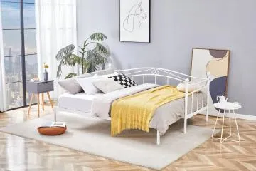 Łóżko metalowe ARIZA 180x200 białe wysuwane