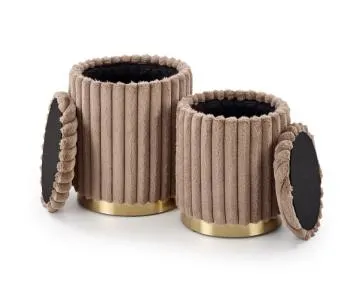 Zestaw puf FIDO cappuccino/złote ze schowkiem