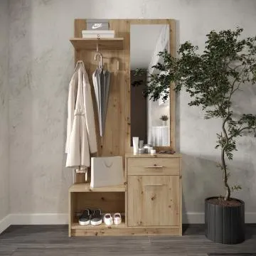 Garderoba do przedpokoju PERGO dąb artisan z lustrem