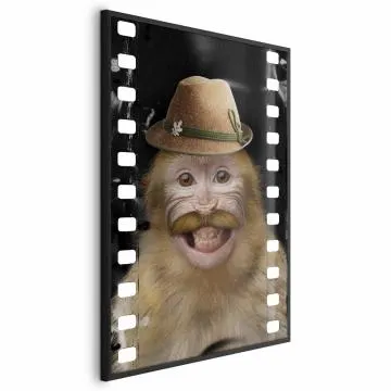 Plakat Małpa w kapeluszu 60x90 cm z ramą czarną bez marginesu