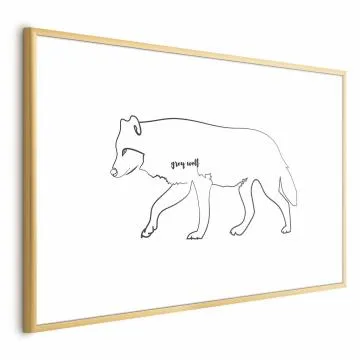 Plakat Wilk 60x40 cm z ramą złotą z marginesem
