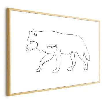 Plakat Wilk 42x29,7 cm z ramą złotą bez marginesu