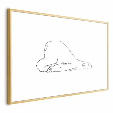 Plakat Leniwy niedźwiedź 60x40 cm z ramą złotą z marginesem