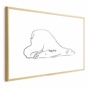 Plakat Leniwy niedźwiedź 60x40 cm z ramą złotą bez marginesu