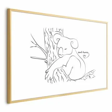 Plakat Śpiący koala 60x40 cm z ramą złotą z marginesem