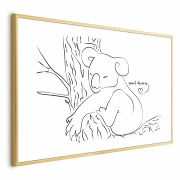 Plakat Śpiący koala 60x40 cm z ramą złotą bez marginesu