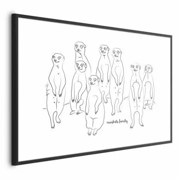 Plakat Rodzina surykatek 42x29,7 cm z ramą czarną z marginesem