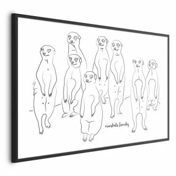 Plakat Rodzina surykatek 60x40 cm z ramą czarną bez marginesu
