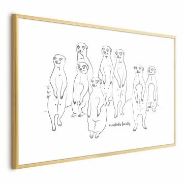 Plakat Rodzina surykatek 42x29,7 cm z ramą złotą z marginesem
