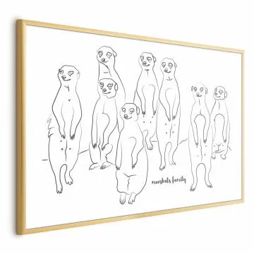 Plakat Rodzina surykatek 42x29,7 cm z ramą złotą bez marginesu
