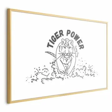 Plakat Tiger power 90x60 cm z ramą złotą z marginesem