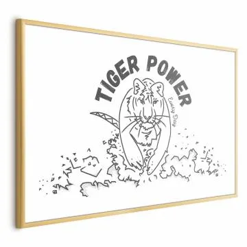 Plakat Tiger power 42x29,7 cm z ramą złotą bez marginesu